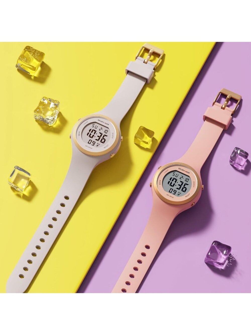 Women's Rose Gold/Pink Sand Waterproof Sport Chronograph Silicone Strap Watches - Picture 7 of 7